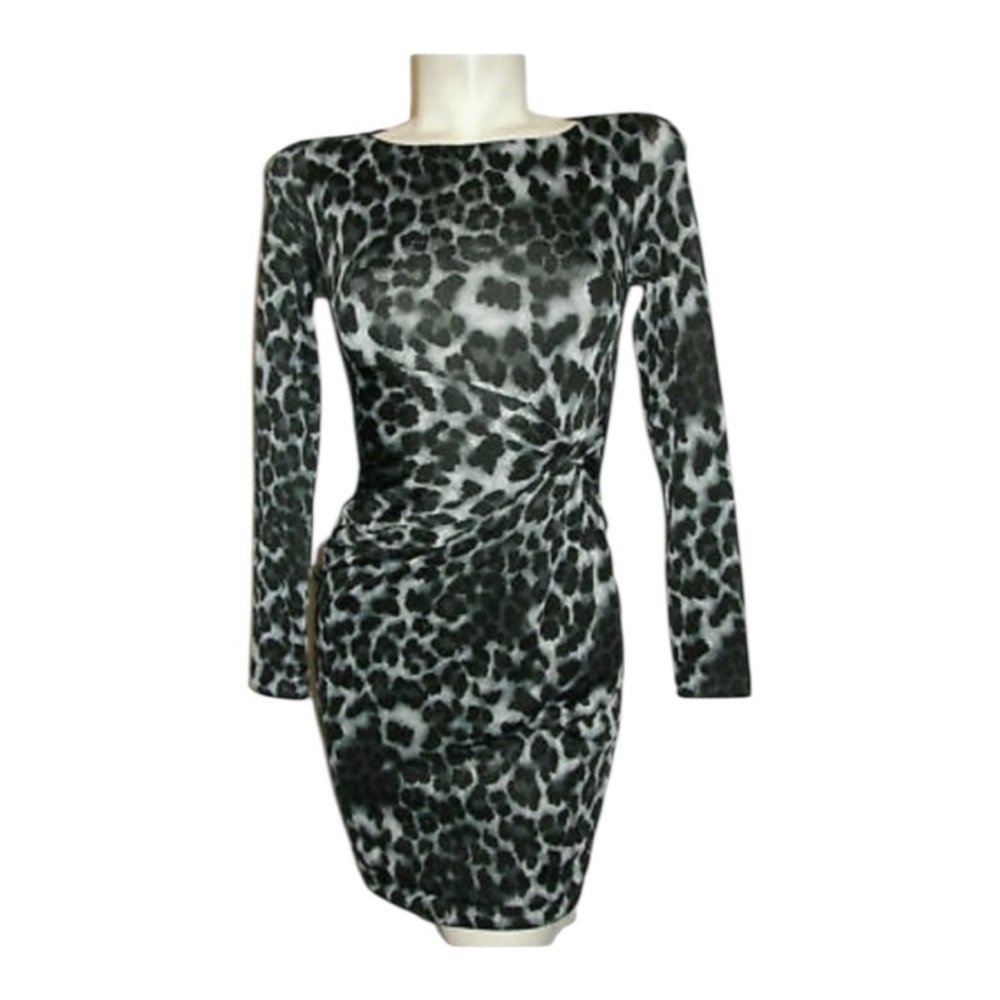 Carmen Marc Valvo Black and White Animal Print Dress